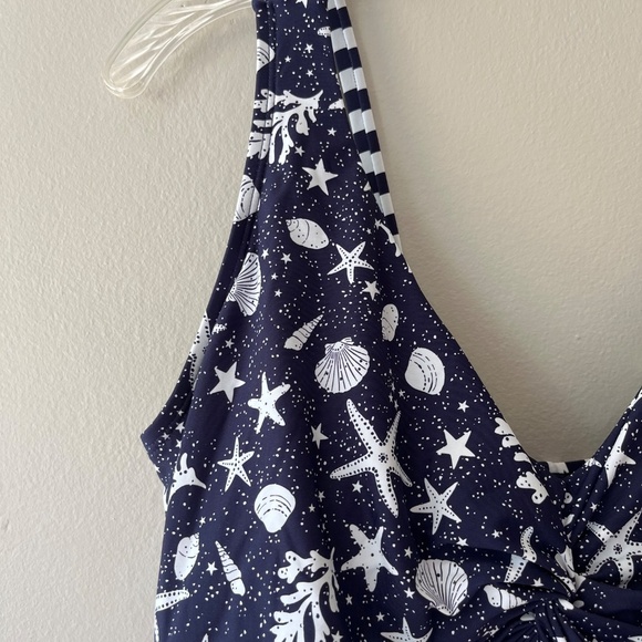 Tribal Sport XL Navy UPF 50 V neck One Piece Swimsuit Stretch Tummy Control NWOT - Picture 3 of 9